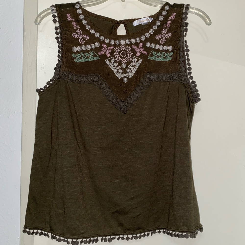 Green embroidered top